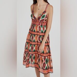 Alice + Olivia Santina Lace Tiered Midi Dress Size 4 Small